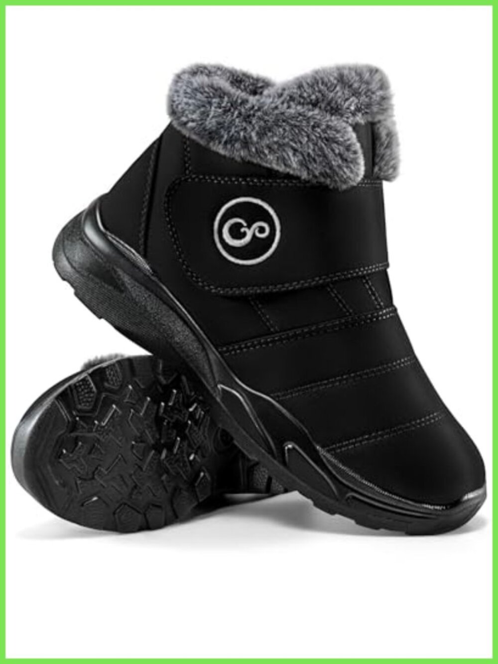 Waterproof Fur Lined Snow Boots Anti Slip Hook Loop Ankle Booties